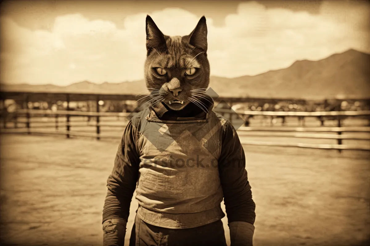 Picture of Cute kitten with cowboy boot.