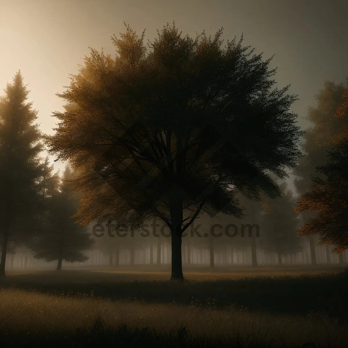 Picture of Golden Winter Sunset over Snowy Landscape