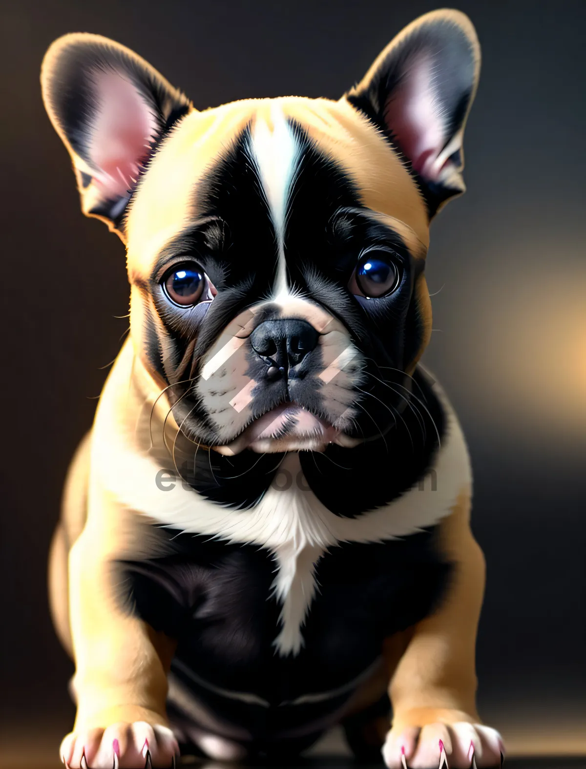 Picture of Cute Wrinkle-faced Terrier Puppy in Studio