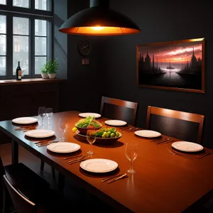 Modern Dining Table Set in Luxurious Restaurant Setting