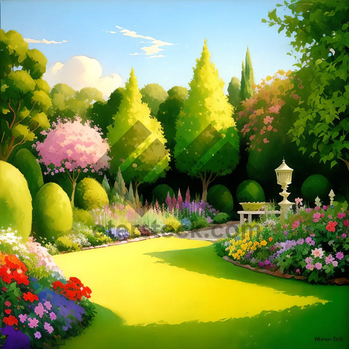 Picture of Colorful Spring Flower Bouquet in a Garden