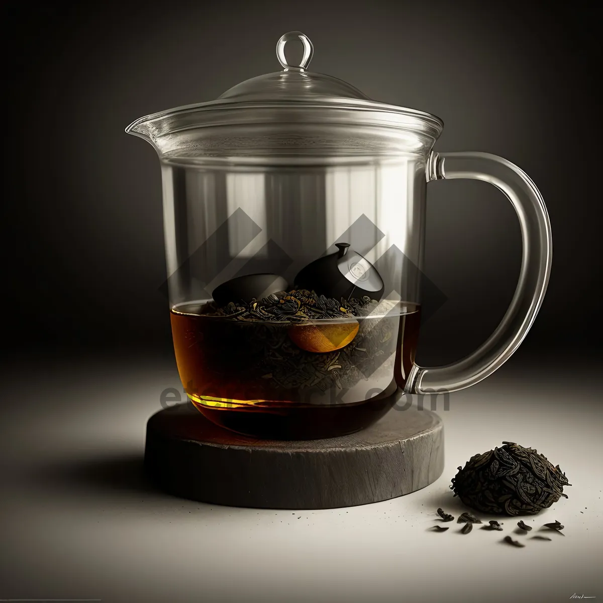 Picture of Morning Brew: A steamy cup of herbal tea in a glass teapot