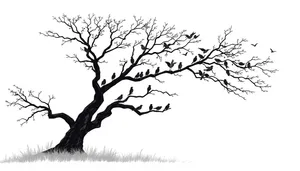 Silhouette of Oak Tree Branch Design