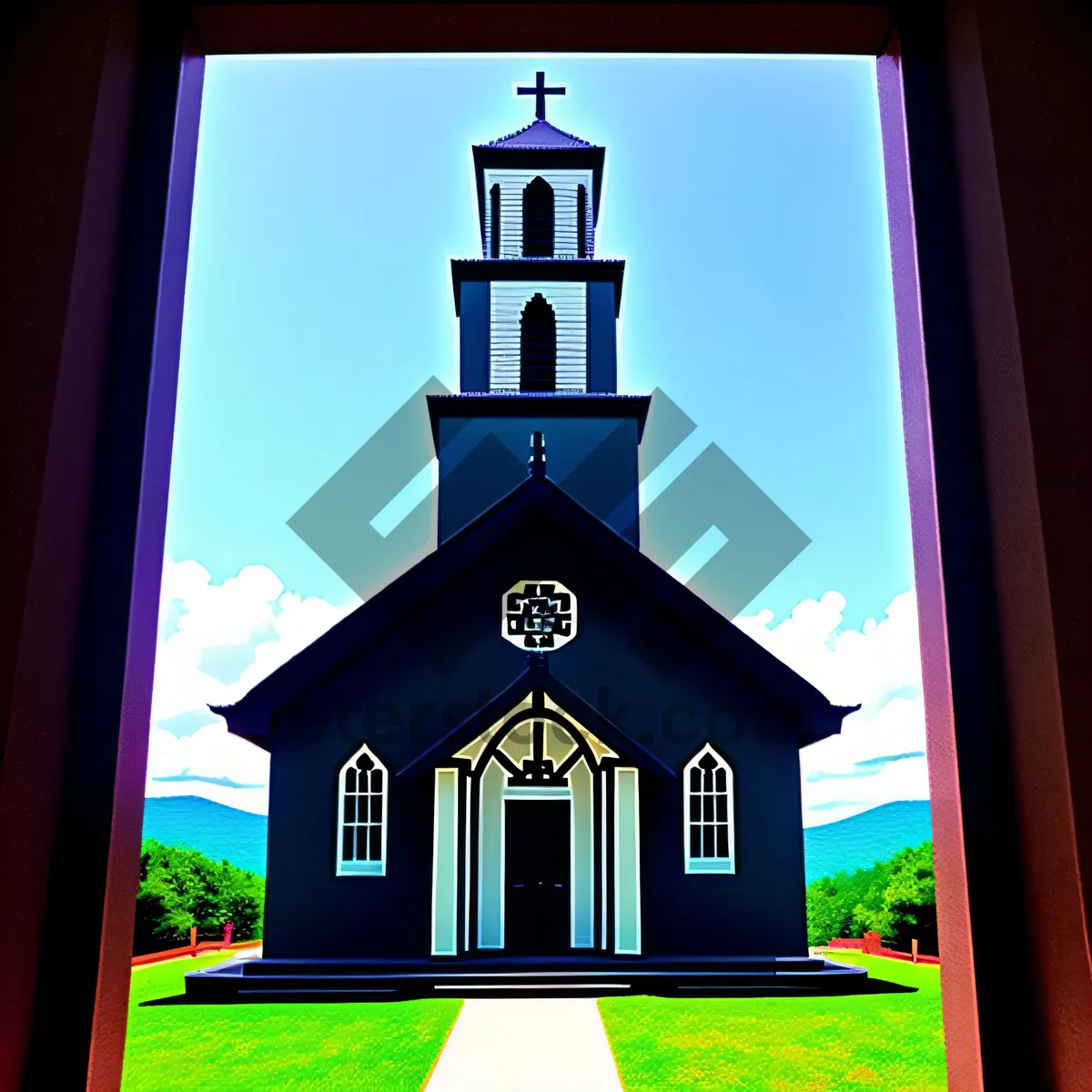 Picture of Stunning Cathedral Bell Tower against Idyllic Skyline