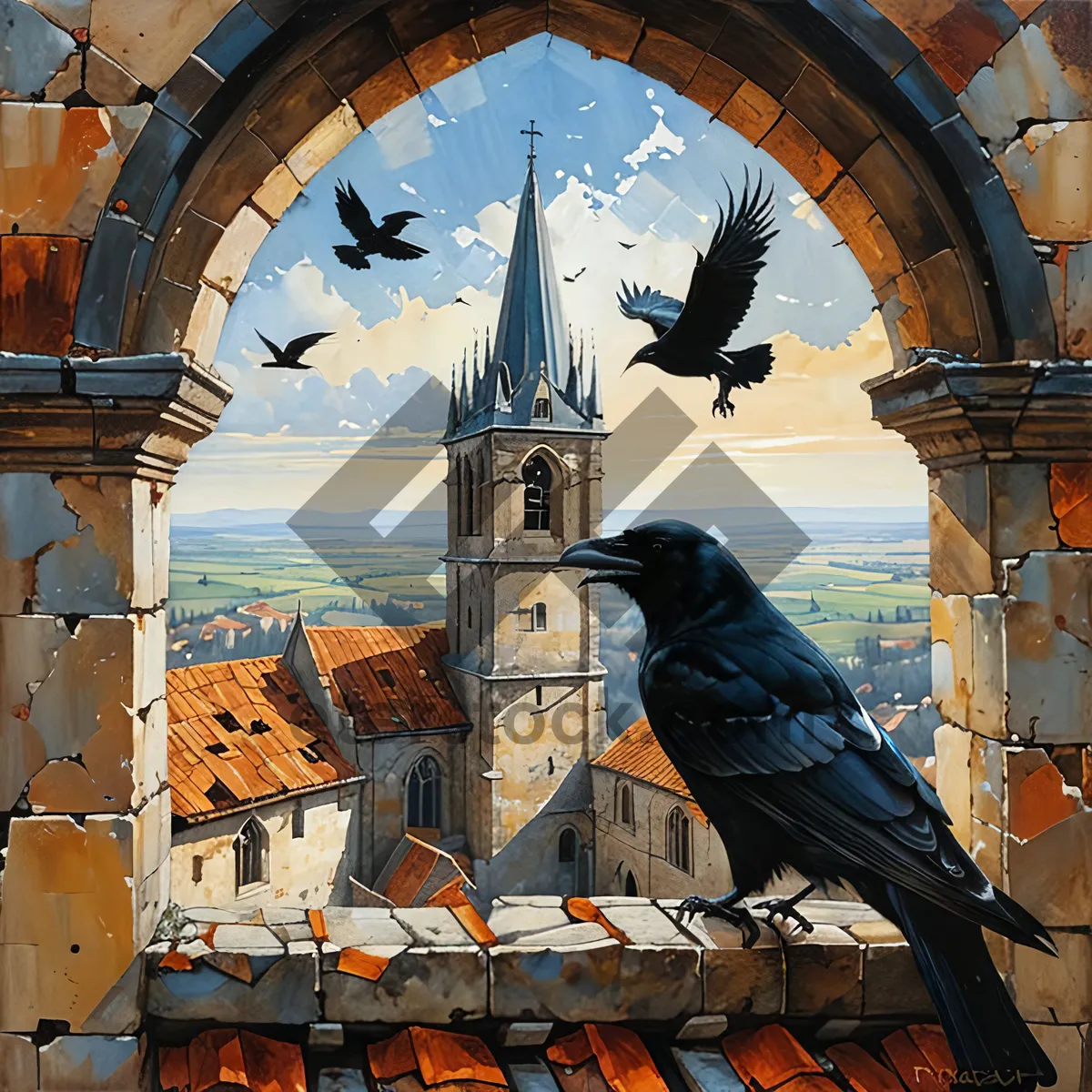 Picture of Medieval Cathedral in Historic City - Landmark Tower