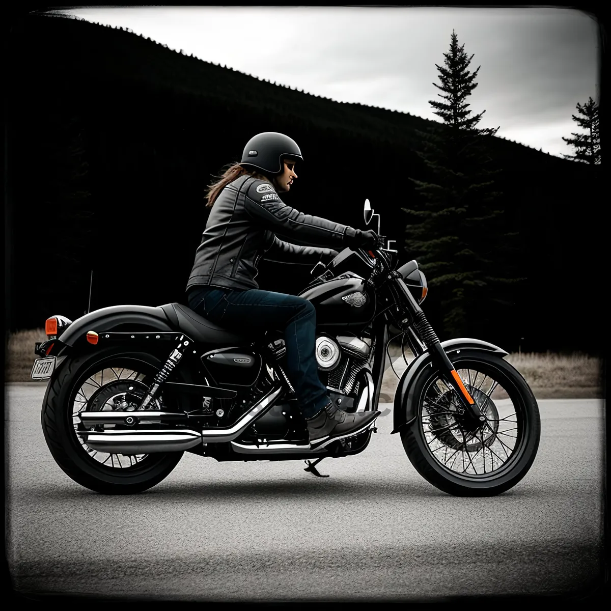 Picture of Speedy Motorbike Rider on Open Road