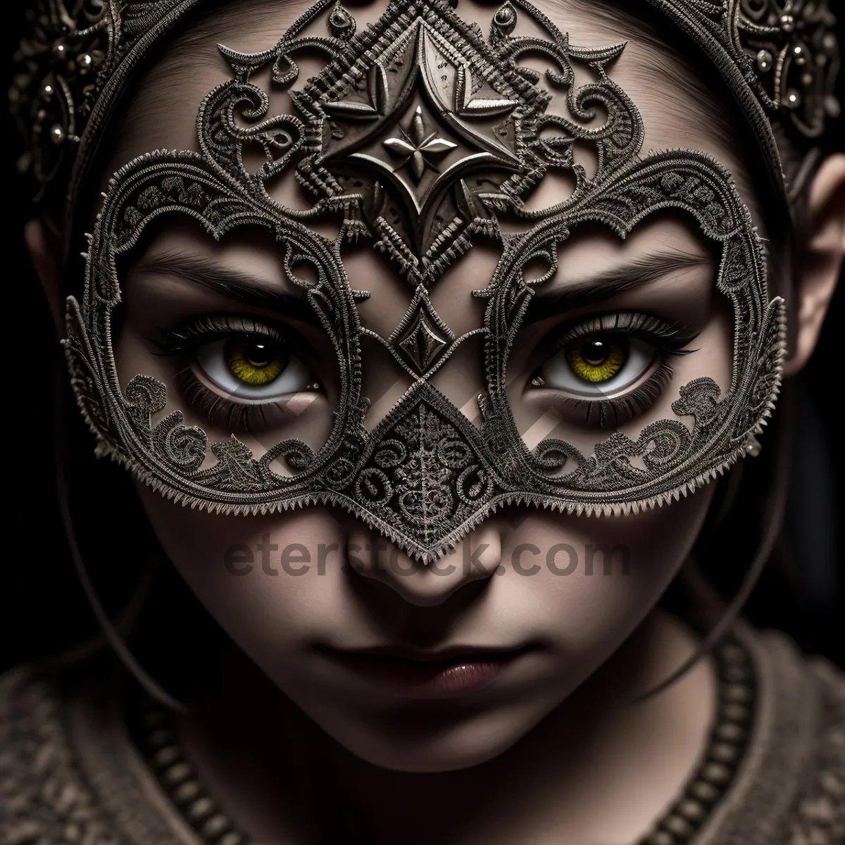 Picture of Mysterious Venetian Lady's Captivating Masked Portrait