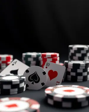 Blackjack Table with Chips and Cards