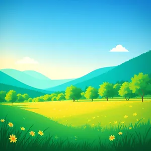Serene Countryside Under a Sunny Sky