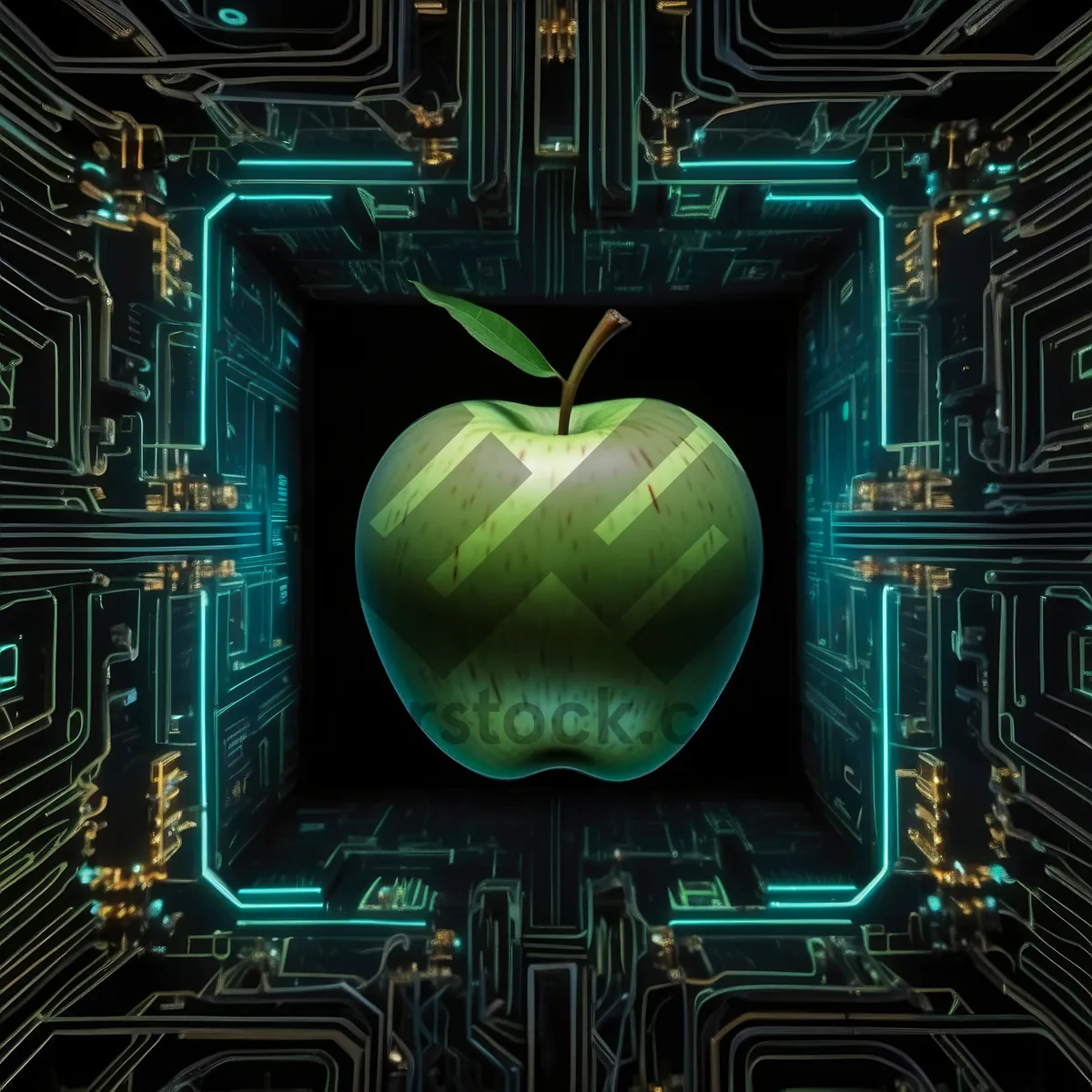 Picture of 3D Apple Digital Render Graphics