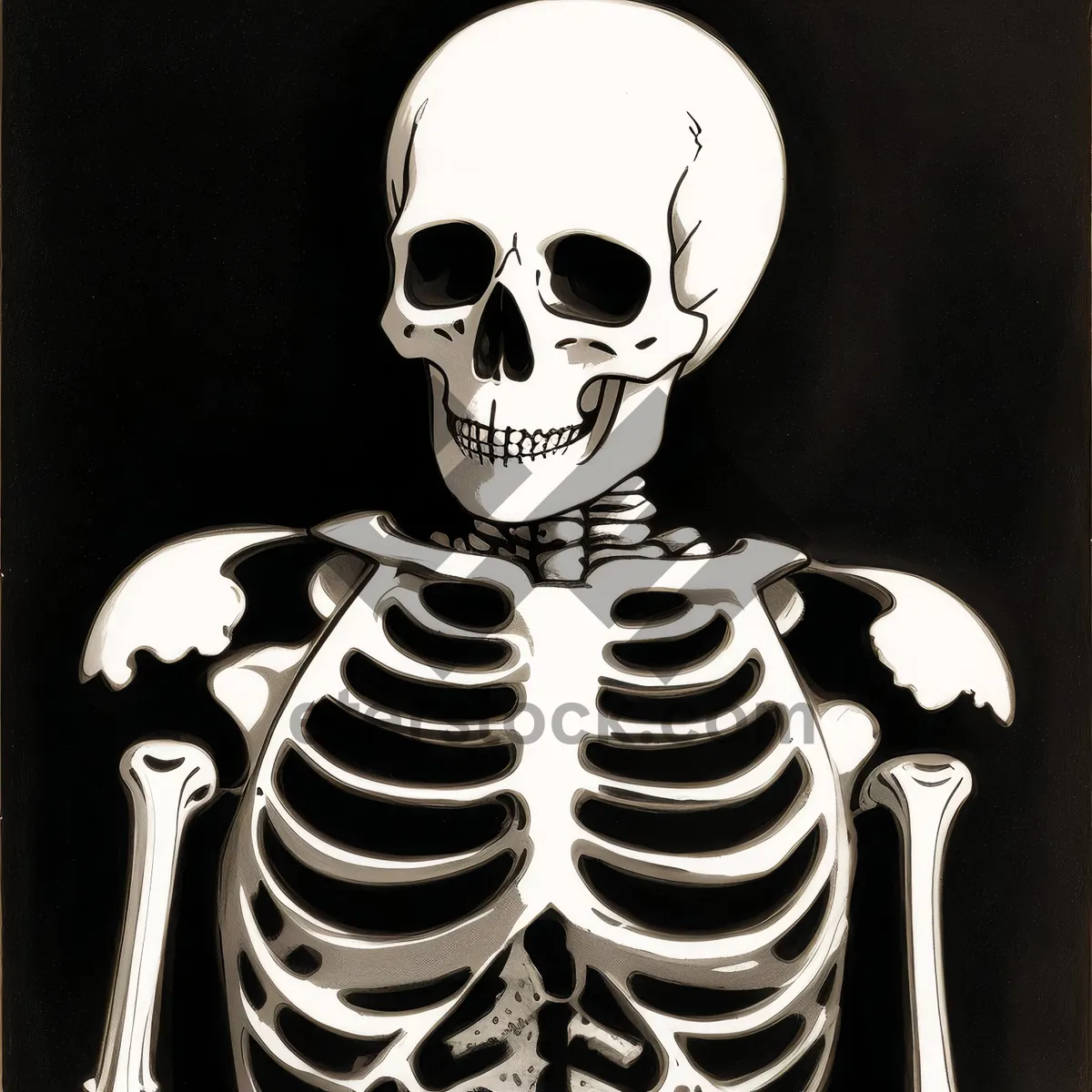 Picture of Fear-inducing skeletal sculpture illustrating human anatomy.