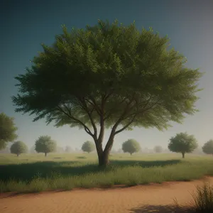 Idyllic Countryside Grove Under a Blue Sky