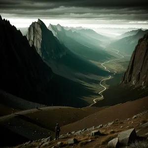 majestic mountain landscape with snowy peaks and serene lake