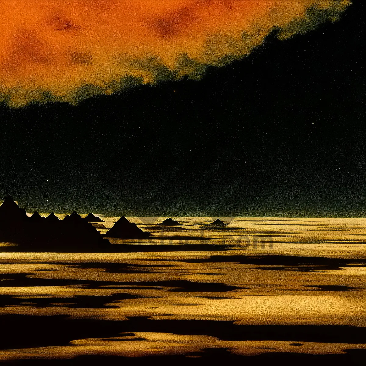 Picture of Orange sunset over tropical beach landscape