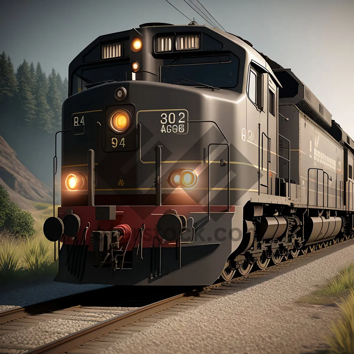 Picture of Vintage Electric Locomotive on Railroad Track