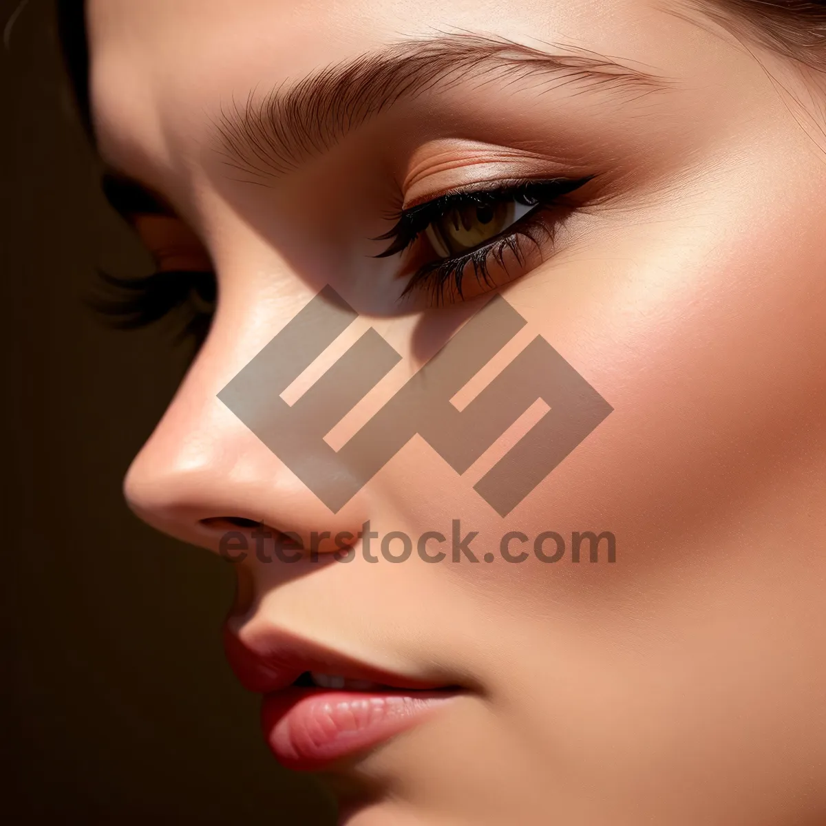 Picture of Sexy Brunette Model with Flawless Makeup and Healthy Skin