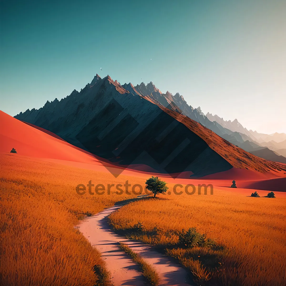 Picture of Golden Dunes: Majestic Desert Landscape Under Sunlit Sky