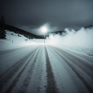 Sunset Drive on Rural Highway: Scenic Skyline, Speeding toward Horizon