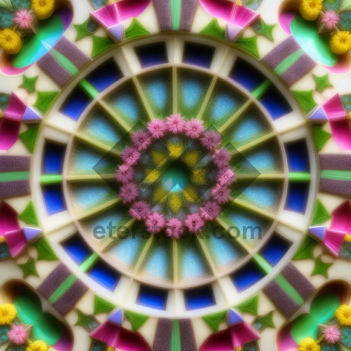 Picture of Vibrant Mosaic Art Design: Colorful Fractal Window