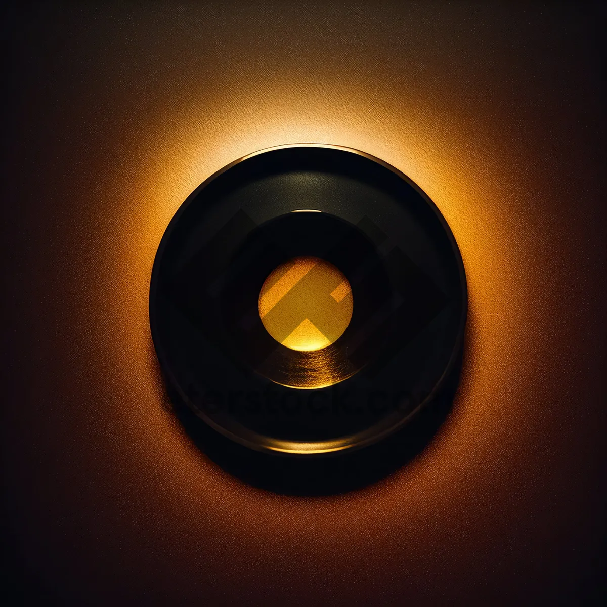 Picture of Shiny Black Electric Lamp Icon with Acoustic Circle