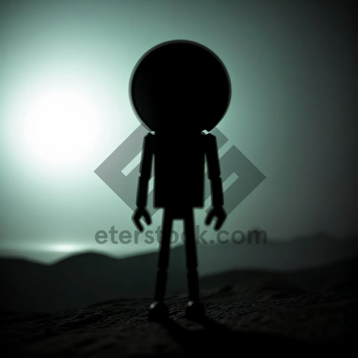 Picture of Cartoon Businessman with Lotus Pose - Silhouette