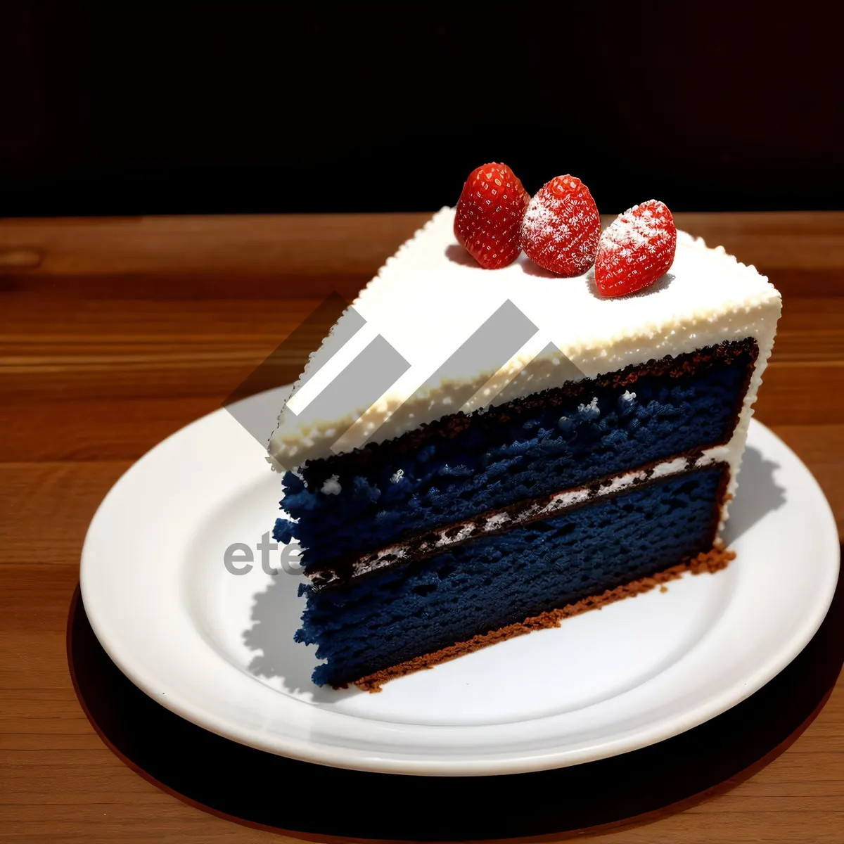 Picture of Delicious Berry Chocolate Cake Slice with Mint Biscuit