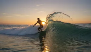 Sunset beach paddle boarding fun