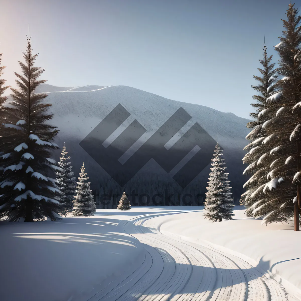 Picture of Frosty Alpine Peak amidst Evergreen Trees