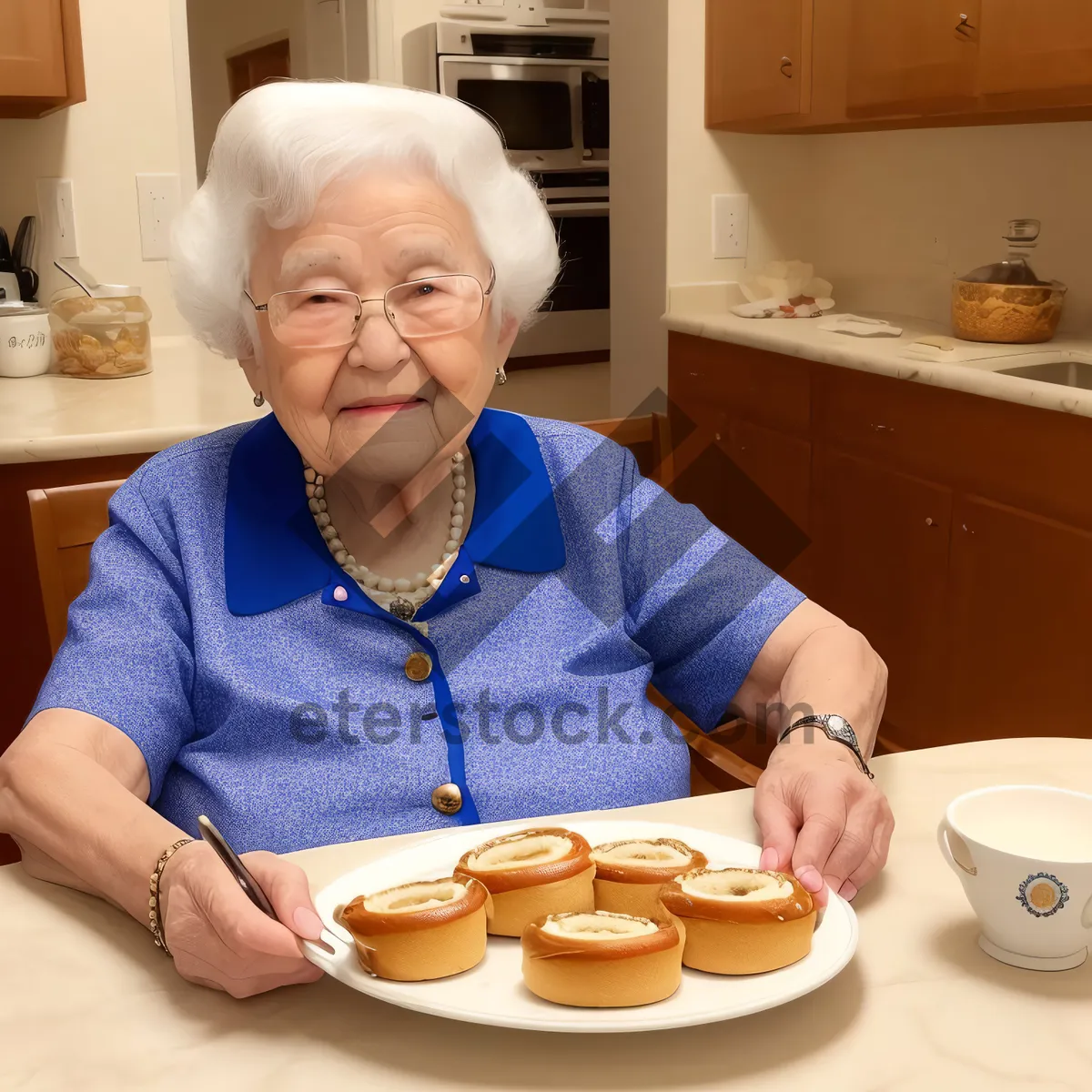 Picture of Happy Elderly Couple Enjoying Breakfast Together