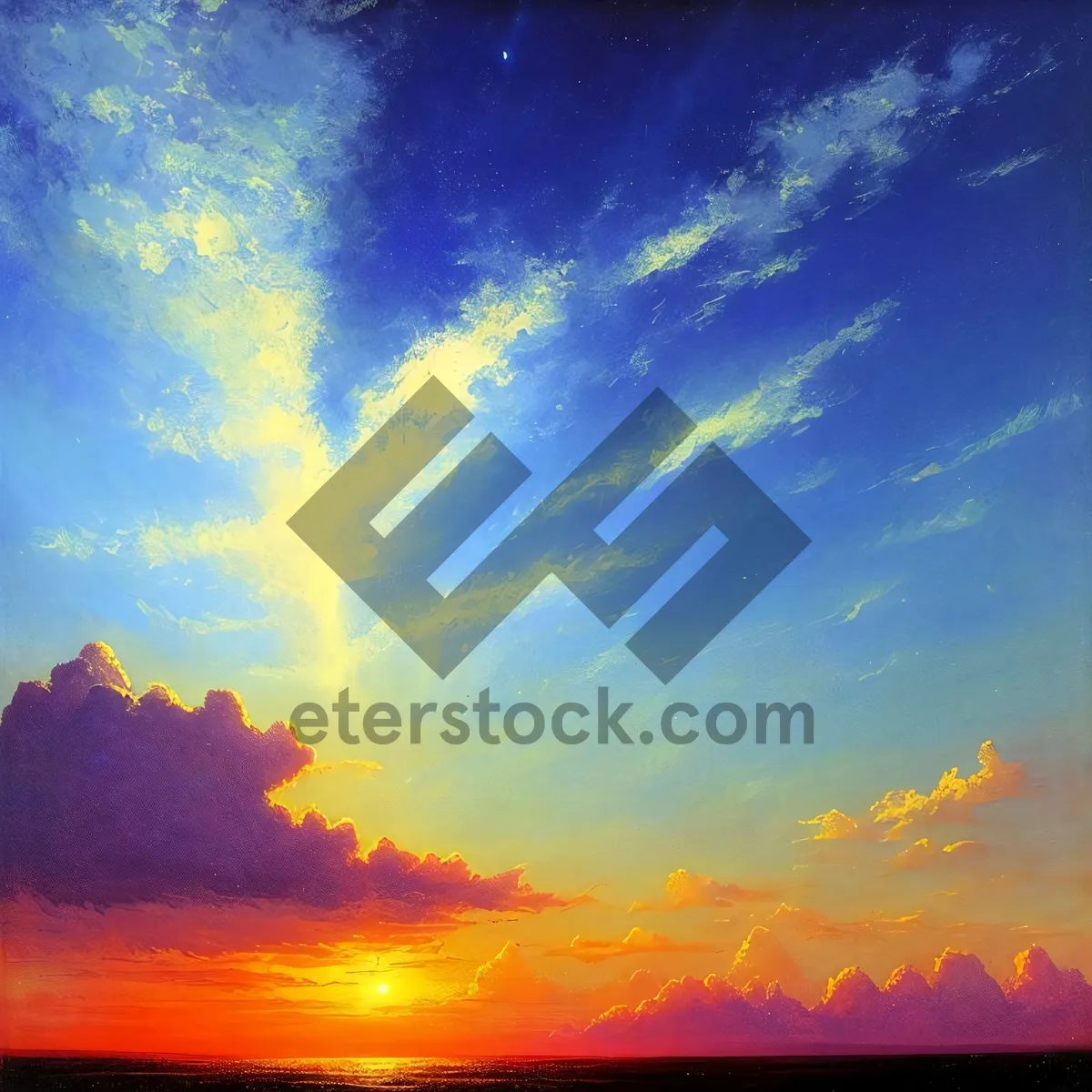 Picture of Dusk's Celestial Glow Over Summer Landscape