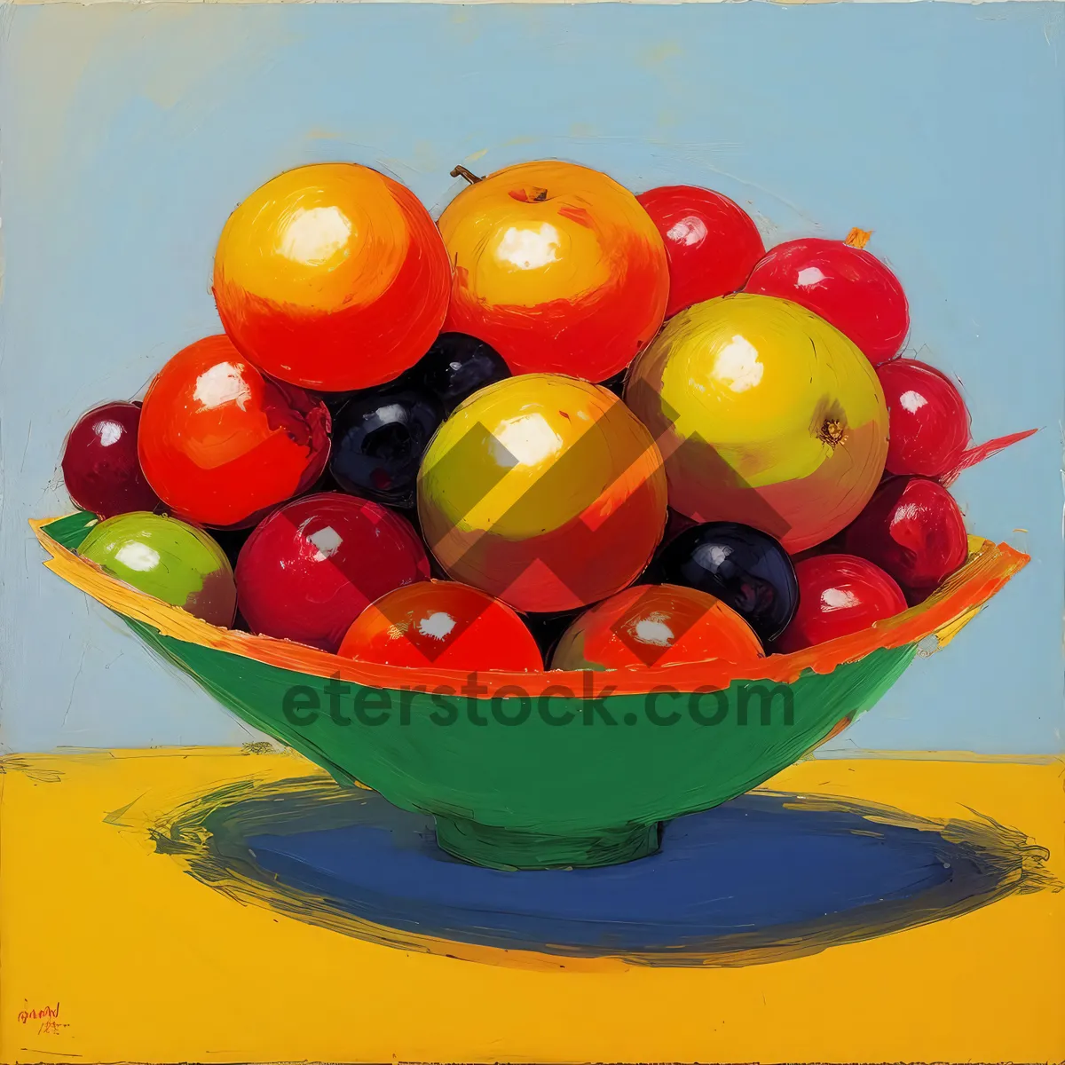 Picture of Colorful Fruit Tray on Billiard Table