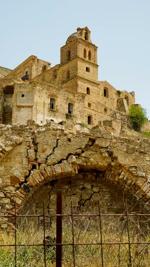 Ancient medieval castle with historic stone walls fortress