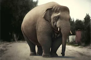 Endangered elephant herd in national park safari.