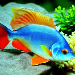 Colorful Goldfish Swimming in Underwater Aquarium