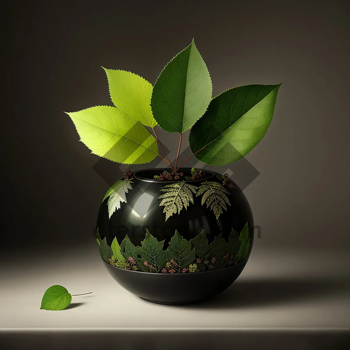 Picture of Earth-inspired Leaf Globe Vase: A Sustainable Plant Container