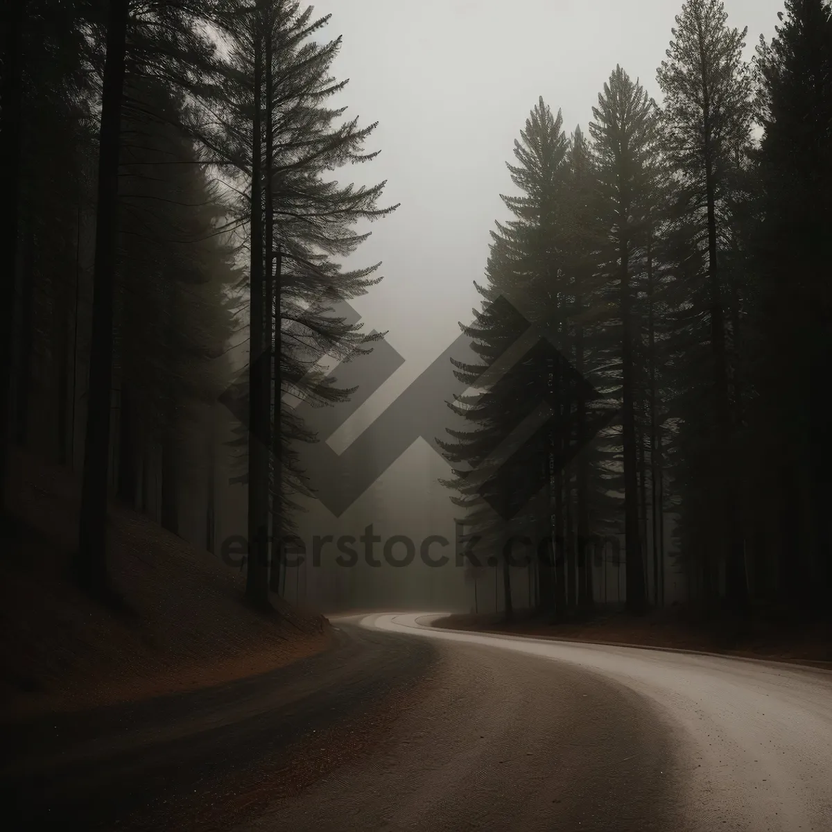 Picture of Majestic Pine Forest in Autumn Gloom