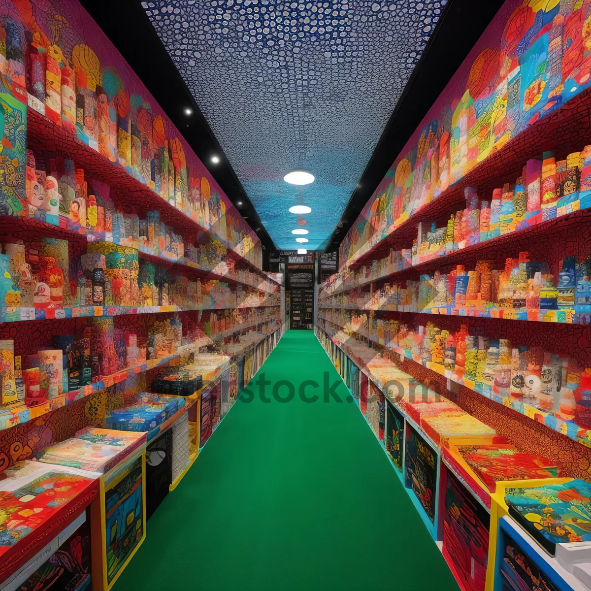 Picture of Busy Supermarket in a Vibrant Marketplace