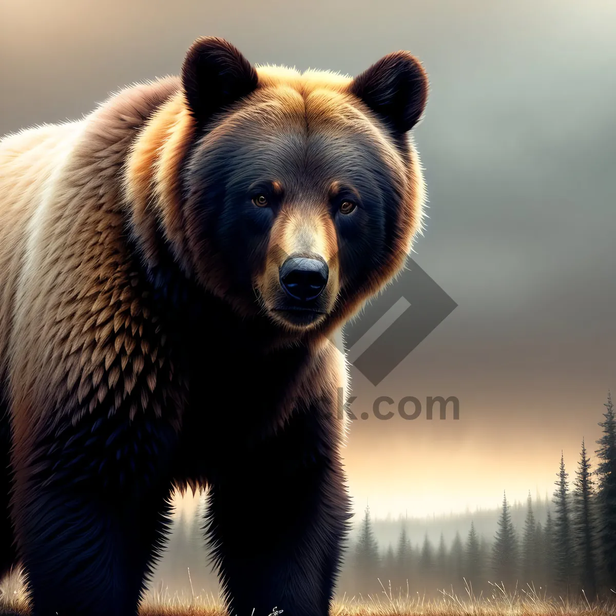 Picture of Beautiful Brown Bear - Majestic Mammal of the Wild.