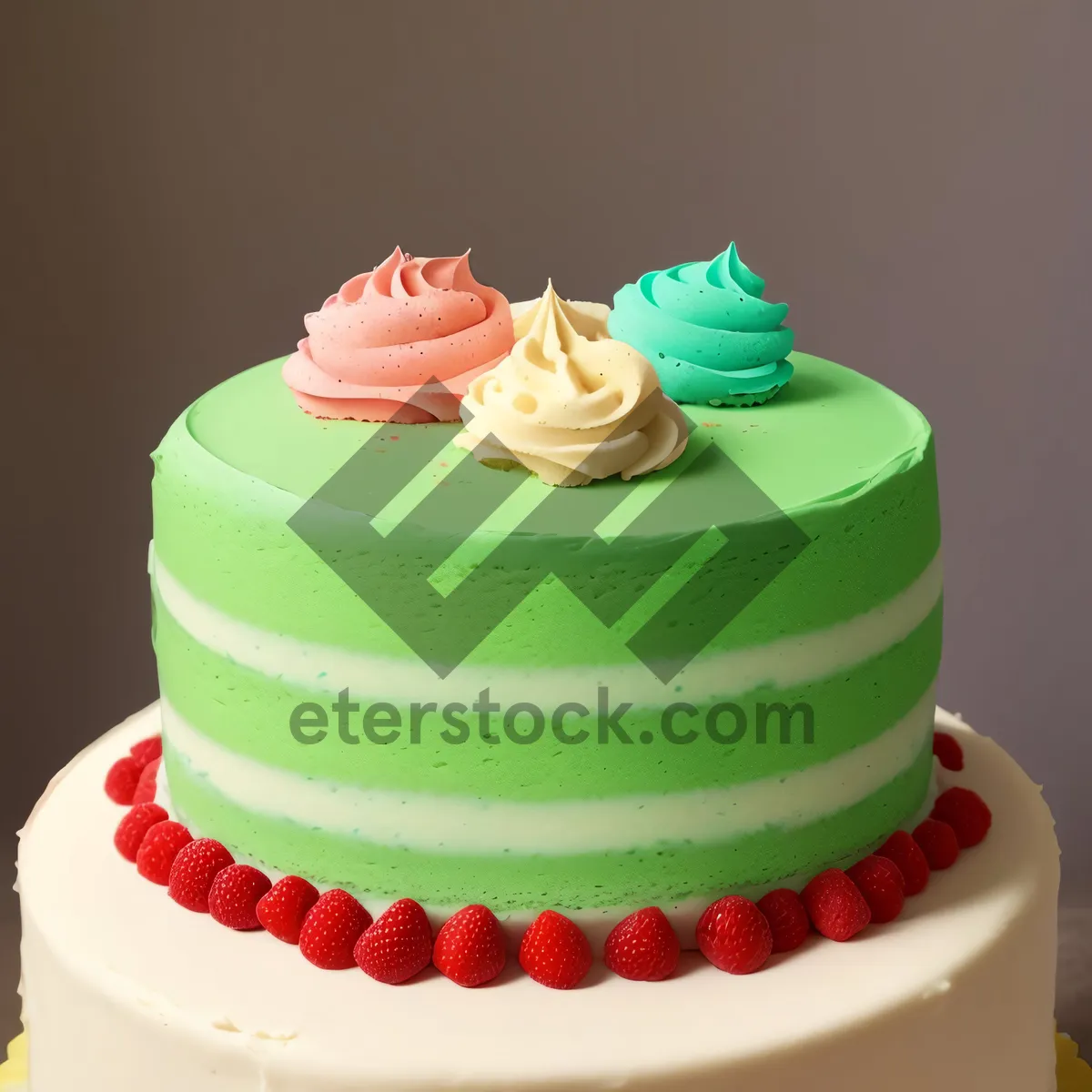 Picture of Pink birthday cupcakes with chocolate frosting and cream decoration.