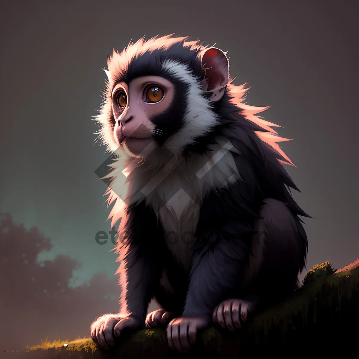 Picture of Mystic Primate: Captivating and Cute Monkey Portrait