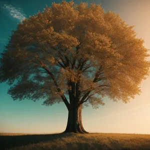 Sunset Over Yucca Tree in Rural Landscape