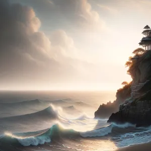 Serene Sunset over the Ocean.