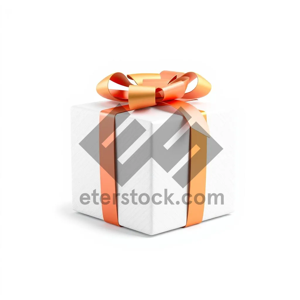 Picture of 3D Gift Box Ribbon Package Symbol Icon