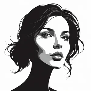 Cartoon black hair face art haircut