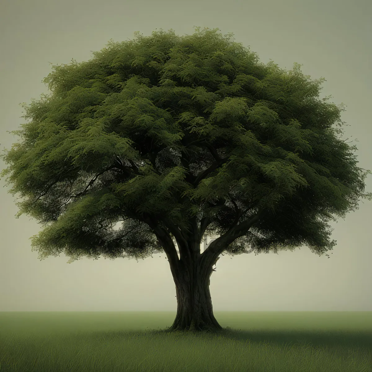 Picture of Serene Forest Landscape with Majestic Oak Tree