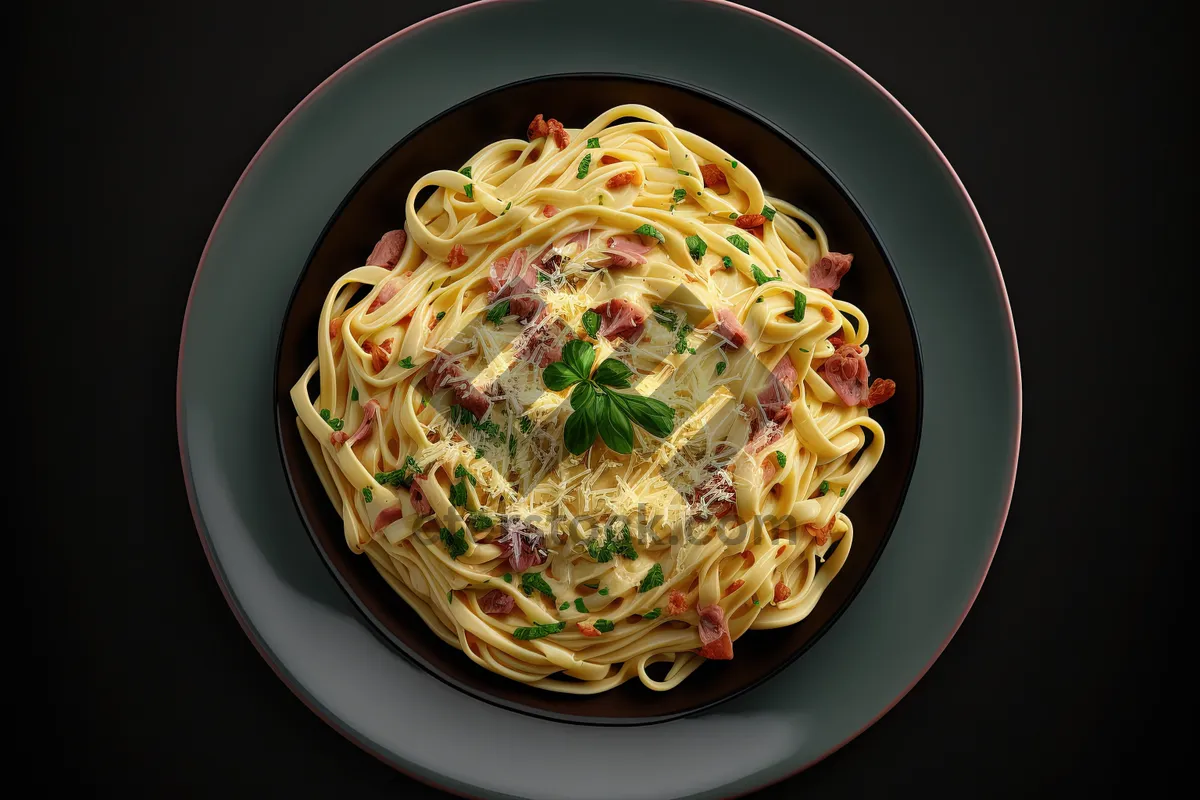 Picture of Delicious Pasta Plate with Greens and Bean Sprout Sauté