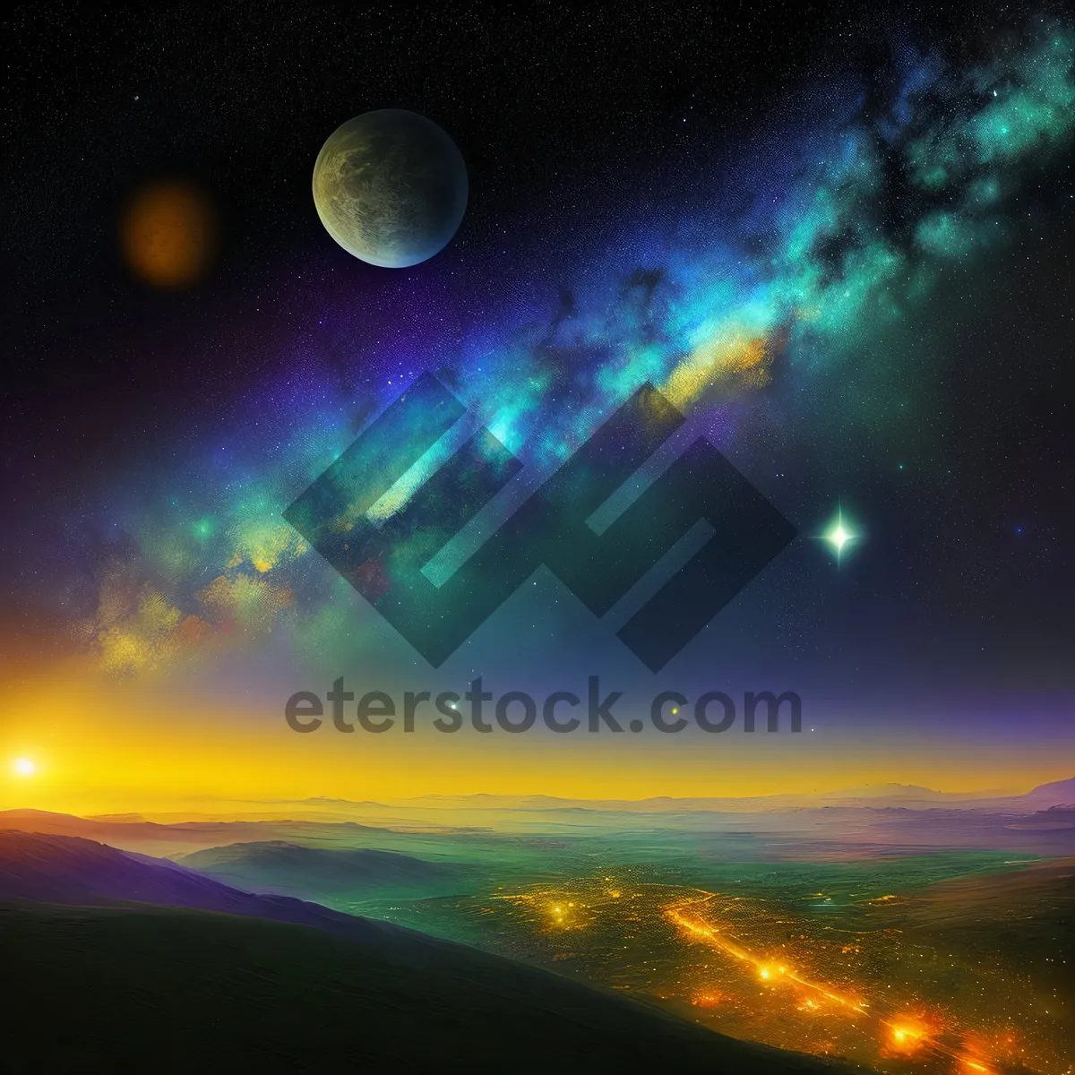 Picture of Night Sky Fantasy: Glowing Cosmic Galaxy Wallpaper