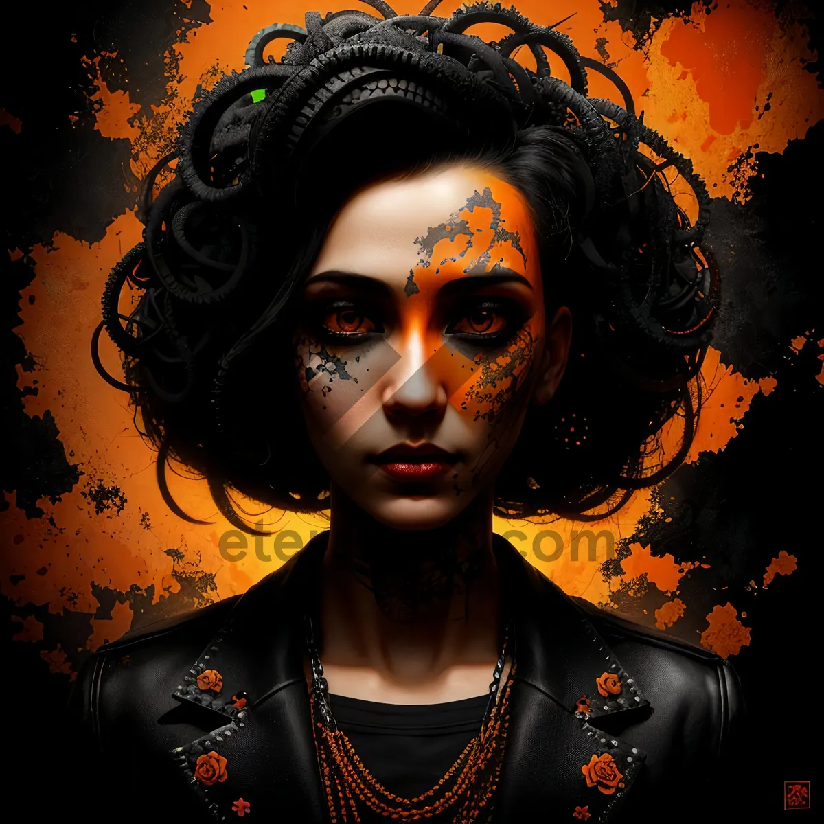 Picture of Attractive sorcerer lady with captivating black eyes