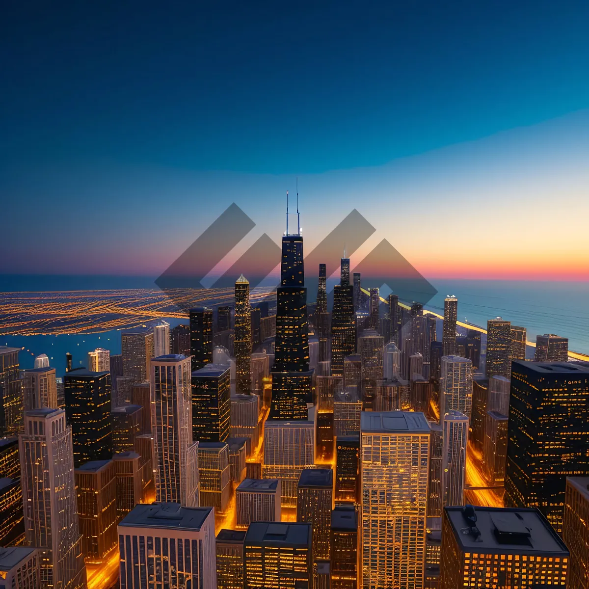 Picture of Urban Majesty: Glittering Skyline at Sunset