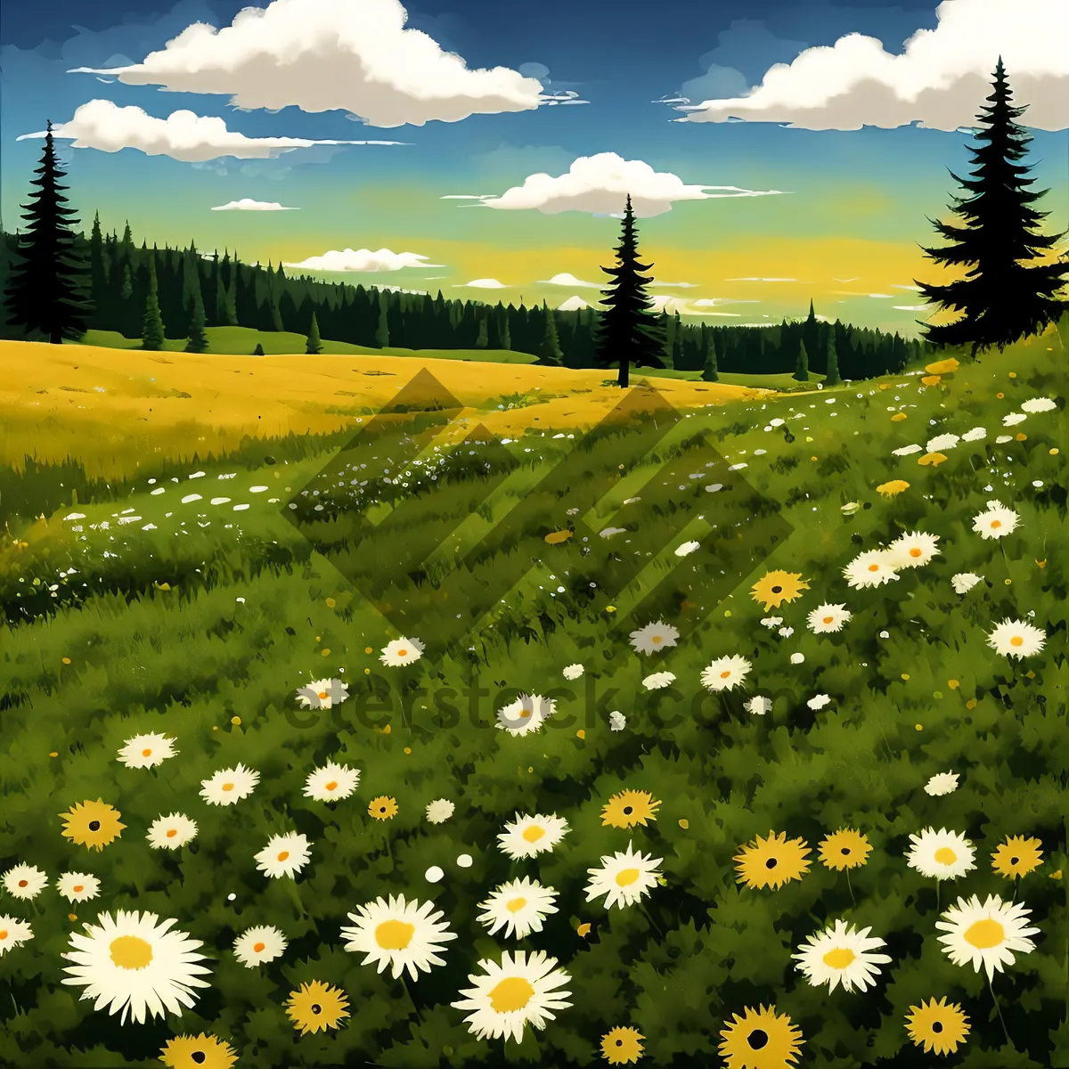 Picture of Vibrant Blooms in Sun-Kissed Meadow